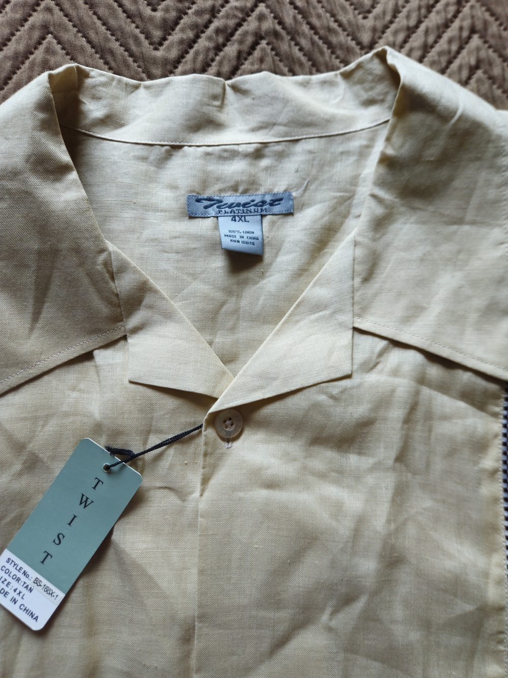 Twist Platinum Men's 4XL Big & Tall Shirt Linen Shirt